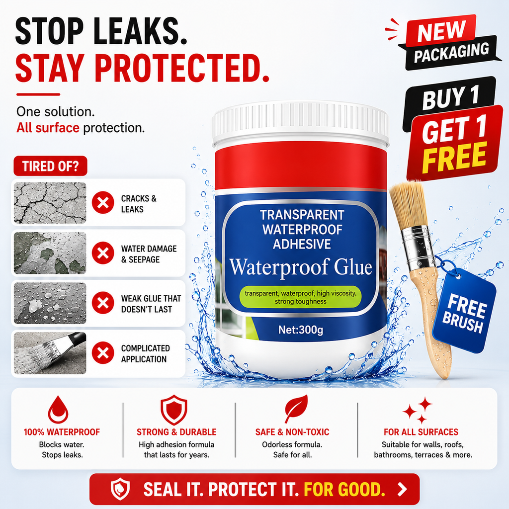 Transparent Waterproof Glue Gel 600g Total (Buy 1 Get 1 FREE) + Free Brush