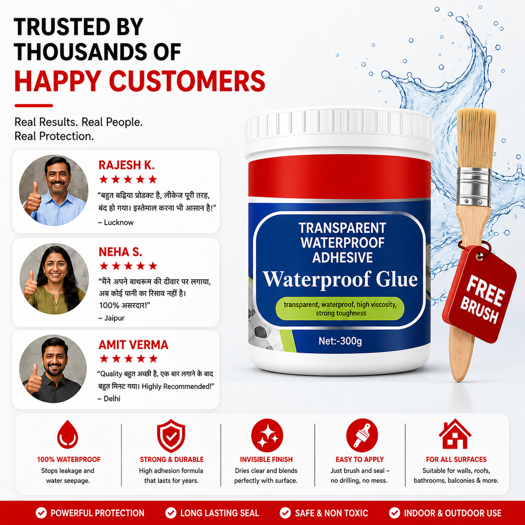 Transparent Waterproof Glue Gel 600g Total (Buy 1 Get 1 FREE) + Free Brush