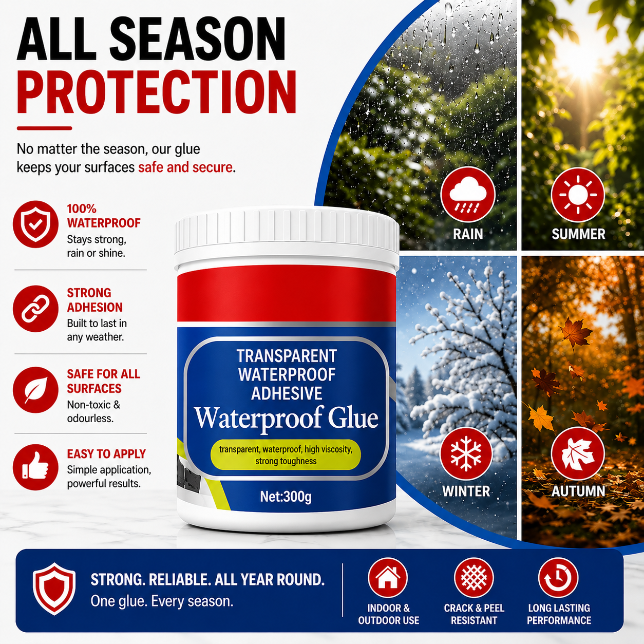 Transparent Waterproof Glue Gel 600g Total (Buy 1 Get 1 FREE) + Free Brush